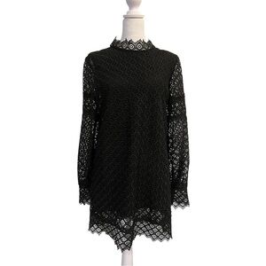 IRO Black Sheath Dress with Bishop Sleeves and Mock Neck